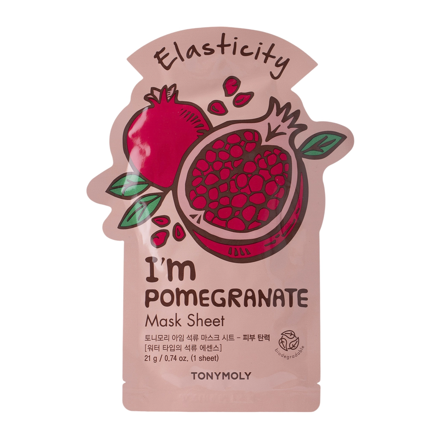 TonyMoly - I`m Real Pomegranate Mask Sheet Elasticity - Feszesítő Fátyolmaszk - 1szt/21ml